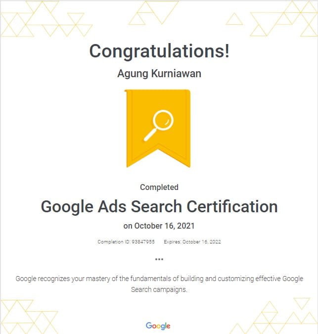 Google Search Ads Certificate from Google